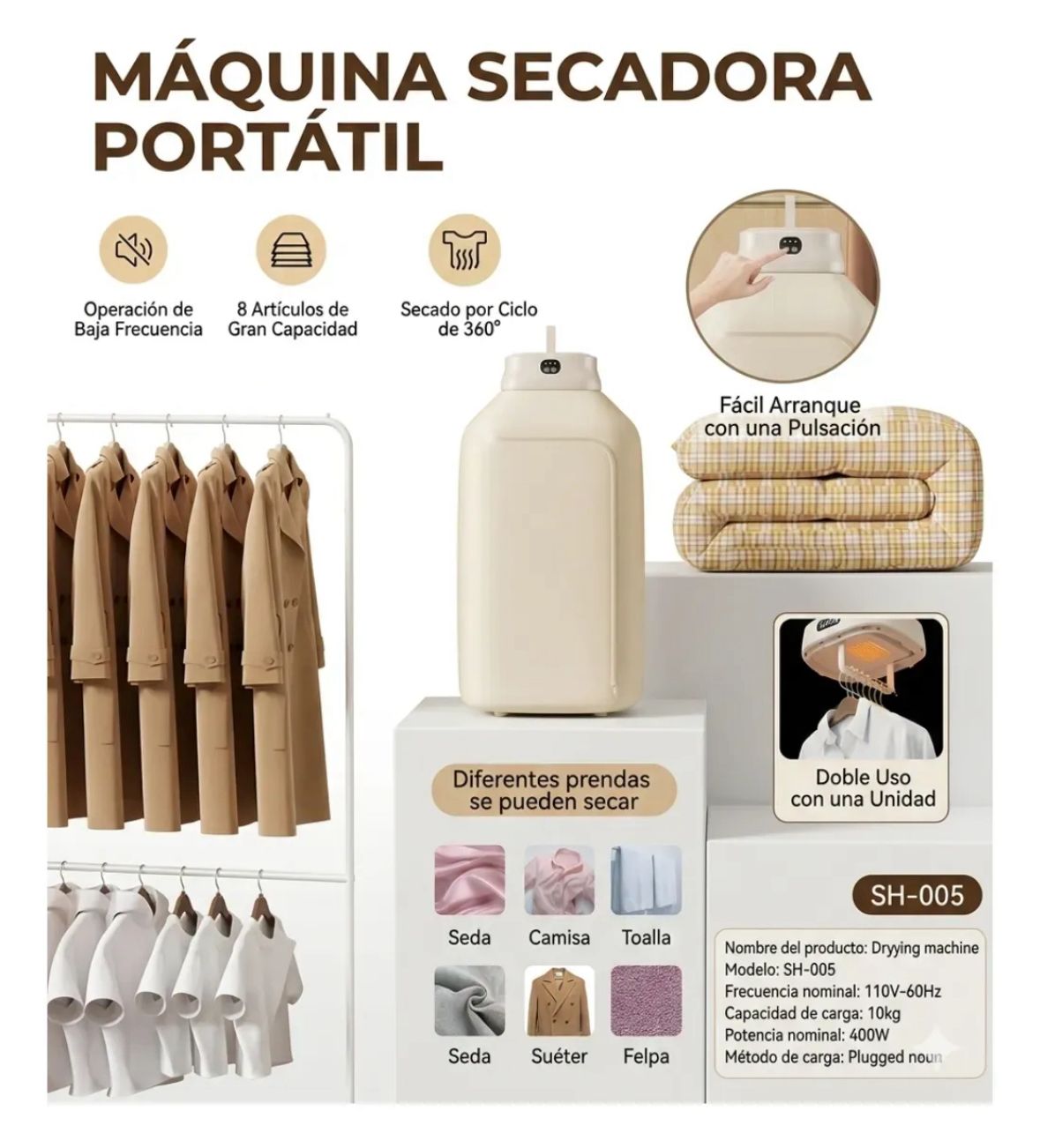 Secadora Ropa Portátil