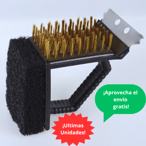 CEPILLO PARA PARRILLA 3 EN 1 LIMPIADOR