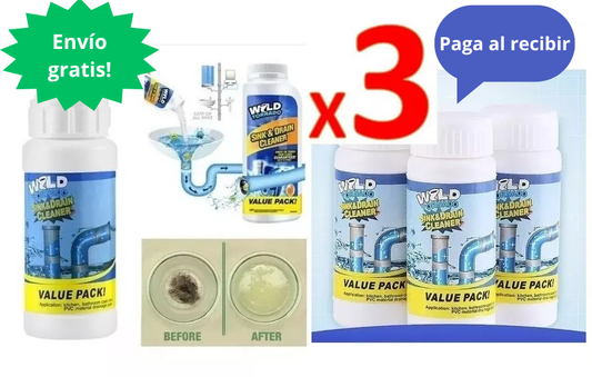 Tripack Polvo Destapa Cañerias 3pcs 110g